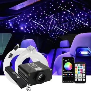 Imagem de AMKI Kit atualizado de 600 peças 0,1 cm, 3 m, 16 W, cintilante, estrela, cadente, cintilante + kit de meteoros de iluminação de fibra óptica ativada por som para decoração de teto de carro, casa,