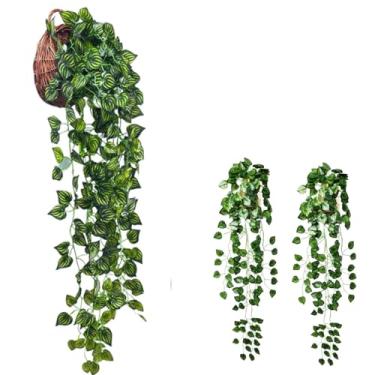 Imagem de kit 2 Planta Artificial Pendente Folhagem Peperomia Decoração Toque Realista