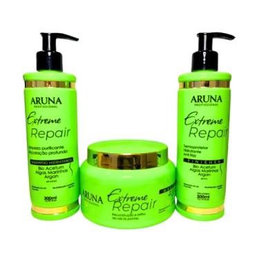 Imagem de Kit Extreme Repair: Tratamento Intensivo Poderoso para Cabelos com Combinação de Ativos Premium (Bio Acetum, Algas Marinhas e Argan)