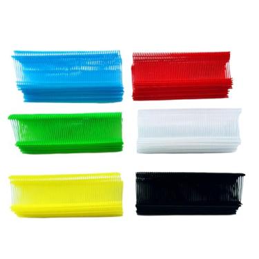 Imagem de Fixadores de pistola de etiquetagem padrão Farpas de etiqueta de preço de roupas de 2,5 cm 500 cada um dos claros verde azul amarelo vermelho preto 3000 total