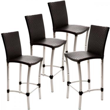 Imagem de 4 Banquetas Alta Cannes em Alumínio para Cozinha Bar Edícula