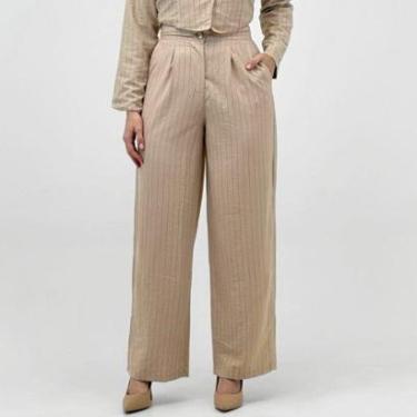 Imagem de Calça Dink Pantalona Listrada em Tecido Feminina-Feminino