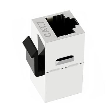 Imagem de cablecc Acoplador Keystone RJ45 10-Gigabit UTP CAT7 Fêmea para Fêmea Escudo 8P8C UTP STP Keystone Acoplador em Linha Preto