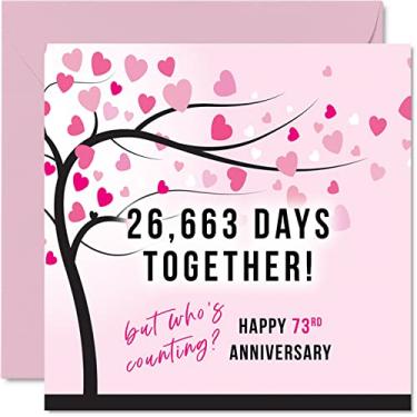 Imagem de Cartão engraçado de aniversário de 73 anos para esposa ou marido - 26663 dias juntos - I Love You Gifts, Happy 73rd Wedding Anniversary Cards for Partner, 5,7 x 5,7 polegadas Cartões comemorativos para setenta e três aniversários