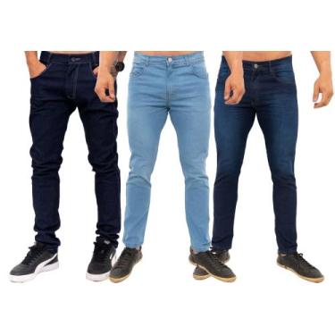 Imagem de Kit 3 Calça Jeans  Masculina Skinny Lycra - Heyju