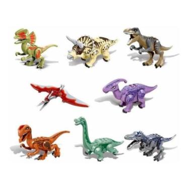 Imagem de Blocos Montar Kit Jurássico T-Rex Velociraptor Dinossauros