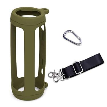 Imagem de LTGEM Capa protetora de silicone para alto-falante Bluetooth portátil JBL Flip 6 com mosquetão extra e alça - verde (apenas a capa)
