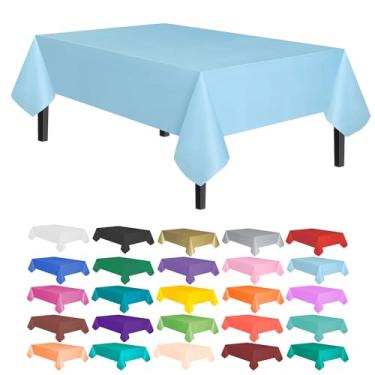 Imagem de Toalha de mesa Allgala de plástico premium com 12 unidades, peso médio, descartável, Light Blue, 6PK 54"x108"