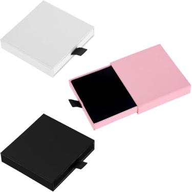 Imagem de Caixas de presente de joias, 3 peças Caixas de joias de papelão Caixas de presente pequenas para pulseiras de joias Brincos Colares Caixa de embalagem de joias (Preto e Branco Rosa)