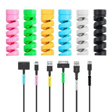 Imagem de Kit com 4 Protetores de Cabos coloridos p/ fio Para USB Fio Carregador