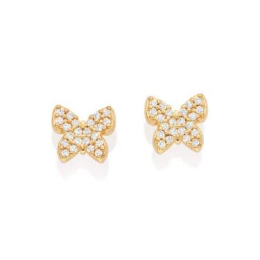 Imagem de Brincos banhado ouro 3x 24k 18k e 22k femininos pequenos cravejado zir