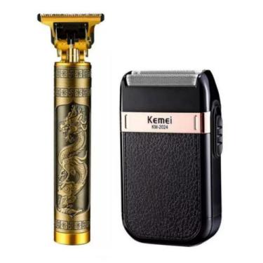 Imagem de Combo 2 Maquinas Profissional Salão T9 Dragão Shaver Km-2024 - Kemei