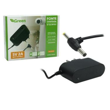 Imagem de Fonte De Alimentação Bivolt Automática 5v 2a Plug P4 Duplo  - GREEN, 0