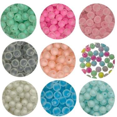 Imagem de Miçanga Bola Fosca 8mm Com Miolo Colorido Candy Para Pulseira Infantil