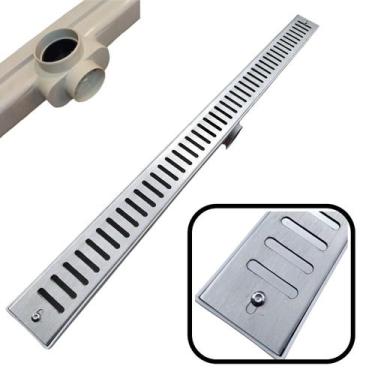 Imagem de Ralo Linear Abre Fecha 5x70 Inox 304 Coletor Branco Sifonado Banheiro 