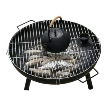 Imagem de AISINILALAO Pedra de incêndio de 23 polegadas com churrasqueira de cozinha, fogueira para churrasco de madeira ao ar livre com tampa, 3 em 1 fogueira ao ar livre para fogueira do deck de quintal