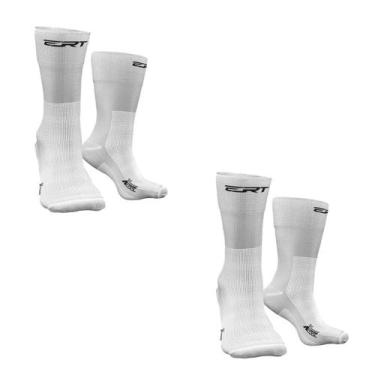Imagem de Kit 2 pares meia esportiva ciclismo corrida cano médio ERT, Branco, Ún
