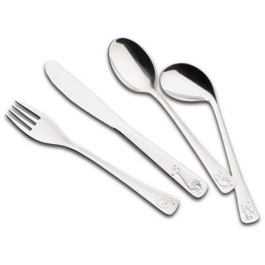 Imagem de Jogo de Talheres Infantil Tramontina Baby Friends, Prata, Baby Friends