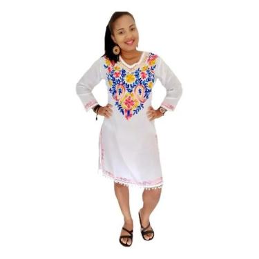 Imagem de Bata Blusão Camisão Bordado - Vermelho GG - Neha, GG, Vermelho