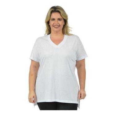 Imagem de Blusa Longa Mullet Plus Size Feminino - Vesttuario, Branco, G2/48