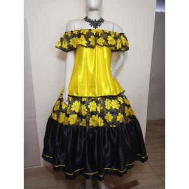 Imagem de Conjunto Pomba Gira 2 Peças Cigana Umbanda Candomble Roupa de Santo ta