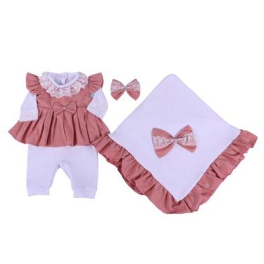 Imagem de Saída De Maternidade para Bebe Menina com Vestido 4 Peças Menina Zoe -
