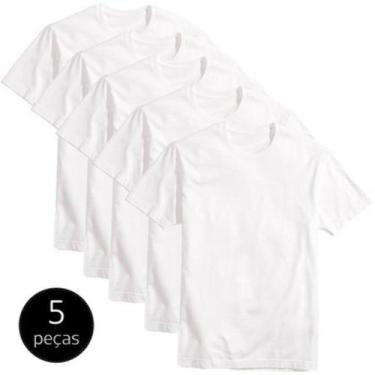 Imagem de Kit 5 Camisetas Básicas Masculina Branca T-shirt 100% Algodão 30.1 - J