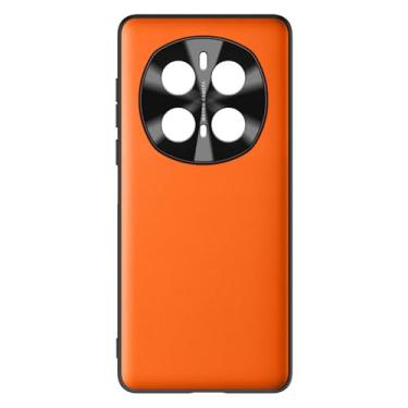Imagem de POYUFRG Capa de couro liso para Honor Magic 7 Pro/7, capa de telefone com proteção de lente, capa de proteção contra choque ultra fina e leve, laranja, 7pro