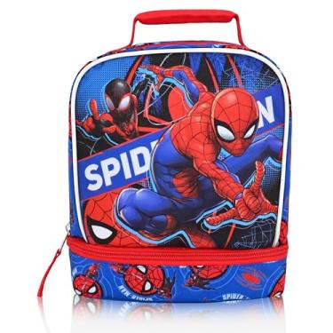 Imagem de Fast Forward Lancheira Marvel Homem-Aranha para crianças | Lancheira isolada Miles Morales para meninos, meninas, unissex | Lancheira reutilizável azul do Homem-Aranha