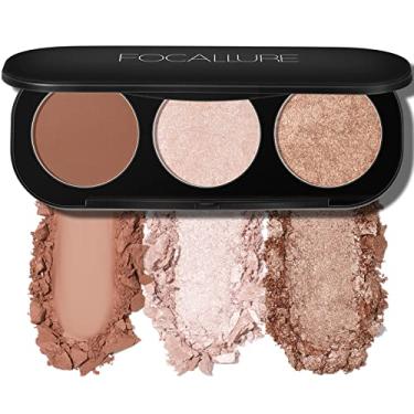 Imagem de FOCALLURE Paleta de blush e iluminador, paleta de maquiagem 2 em 1, blush fosco sem crueldade, iluminadores brilhantes para um visual brilhante, #02
