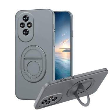 Imagem de Anlalish Capa compatível com Honor 200 Pro com suporte de anel magnético, capa protetora de policarbonato rígido à prova de choque para mulheres e homens (cinza)