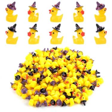 Imagem de 100pcs Mini Resin Ducks, Miniature Halloween Ducks Small Witch Hat Resin Duck Tiny Resin Ducks for Crafts School Halloween Decoration (2 Style)