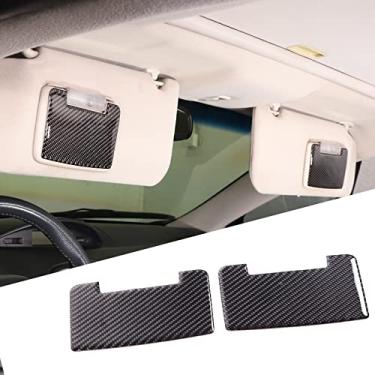 Imagem de Adesivo de painel de espelho de vaidade de carro compatível com Mitsubishi Eclipse 2006-2011 fibra de carbono macia, 2 peças de adesivos de espelho de teto acessórios de acabamento (carbono preto)