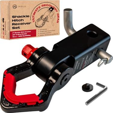 Imagem de Miolle Recetor de engate de manilha (serve para receptores de 5 cm) Melhores acessórios de reboque para caminhões, jipe, Toyota e mais – Conecte sua correia de reboque Miolle para recuperação de