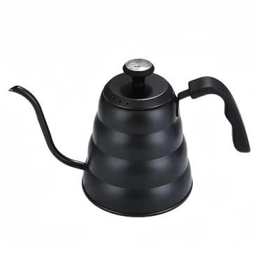 Imagem de Chaleira Inox Longo Bico Fino de Ganso Com Alça (Preto Fosco, 1200ML COM TERMÔMETRO)