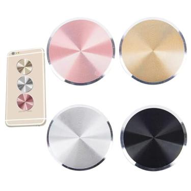 Imagem de Xiufortion Pacote com 4 (4 cores misturadas placa de metal universal remendo redondo de substituição de telefone celular para painel de ventilação de ar suporte suporte de carro veículo