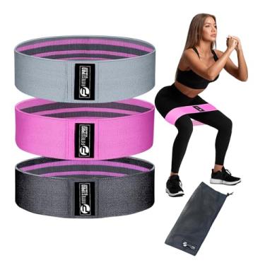 Imagem de Limm Booty Bands - Faixas de Exercício Elásticas - Hip Bands de Tecido com Poliéster - Treino para Pernas, Coxas e Glúteos - Kit com 3 bandas de diferentes resistências & Bolsa & Manual - Tons de Rosa