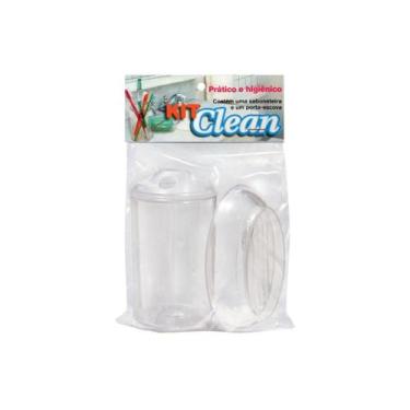 Imagem de Kit C/6 Porta-escova Cristal e Saboneteira Pia Transparente - Brasami