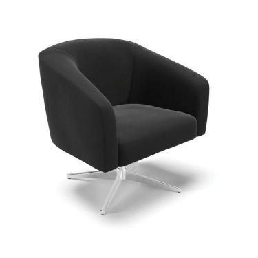 Imagem de Cadeira Sala De Jantar Giratória Base Cromada Stella Suede D03 - D`rossi Cor Preto