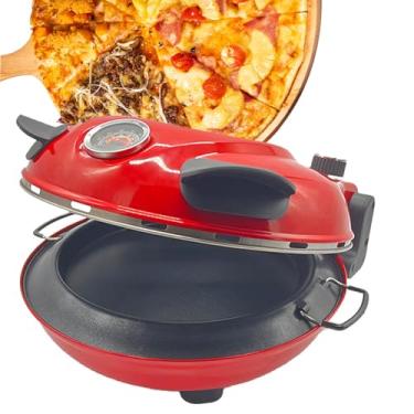 Imagem de Forno de pizza interno de 12" com temporizador, pedra para pizza e grelha, forno de pizza portátil de bancada, máquina de fazer pizza para casa até 800˚F, com janela de visualização,