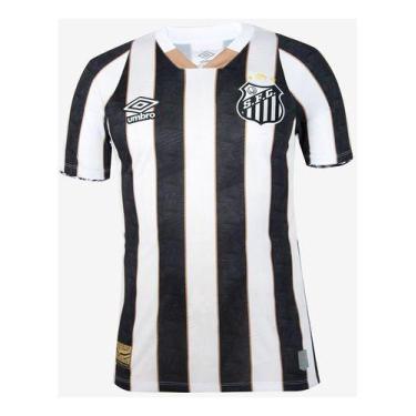 Imagem de Camisa Santos Jogo 2 2024 Oficial Umbro Nº 10 Masculina, Preto, Branco