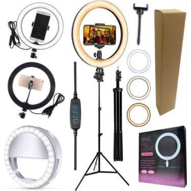 Imagem de Kit Youtuber Tripé Luz Iluminador Ring Light Celular + Flash - RioSul 