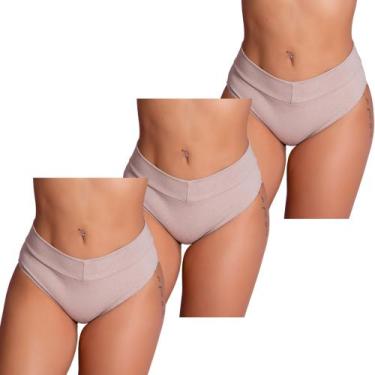 Imagem de Kit 3 Calcinhas Cós Confortável Aperta Barriga Ajuste Perfeito Moda Ín