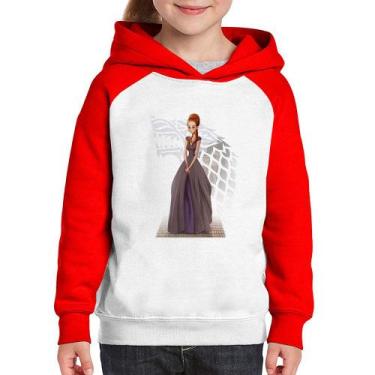 Imagem de Moletom Infantil Sansa Stark Art - Foca na Moda, Branco, Vermelho, 2