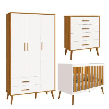 Imagem de Quarto Isis Berço Americano 2 em 1 + Comoda Gaveteiro + Guarda Roupa I
