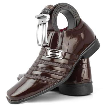 Imagem de Sapato social masculino marrom café Pizzolev + cinto social, Marrom, 4