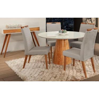 Imagem de Mesa de jantar + 4 Cadeiras Itália tampo 120 cm cinza - Gran Decore
