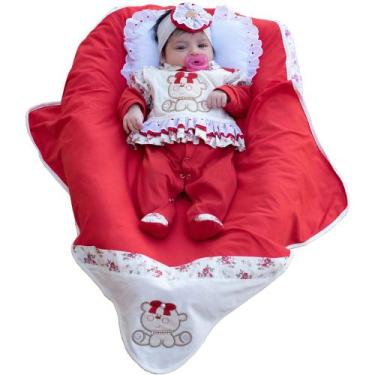 Imagem de Saída de Maternidade Menina Ursa Fofa Vermelha 04 Peças - Enxovais Amo