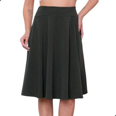 Imagem de Saia Godê Midi Rodada Cintura Alta Crepe Evangélica - Look Modas Octav