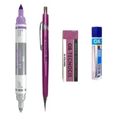 Imagem de Kit 4 Lapiseira BOHO RX 0.7mm +Borracha +Grafite + Lumini Ex - Cis